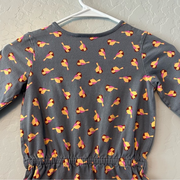 Hanna Andersson Antwerp gray bird print long sleeve dress size 110 US 5 - Picture 7 of 16